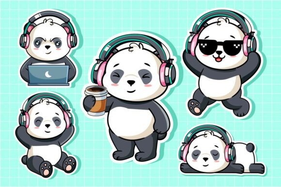Panda Wearing Headphones Sticker Set Review