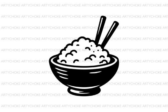 Rice Bowl SVG: A Kawaii Icon for Modern Embroidery