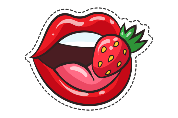Strawberry Lips: A Bold Fashion Sticker for Embroidery